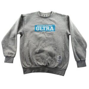 Monster Energy Ultra Sweatshirt Medium Gray Crewneck Pullover